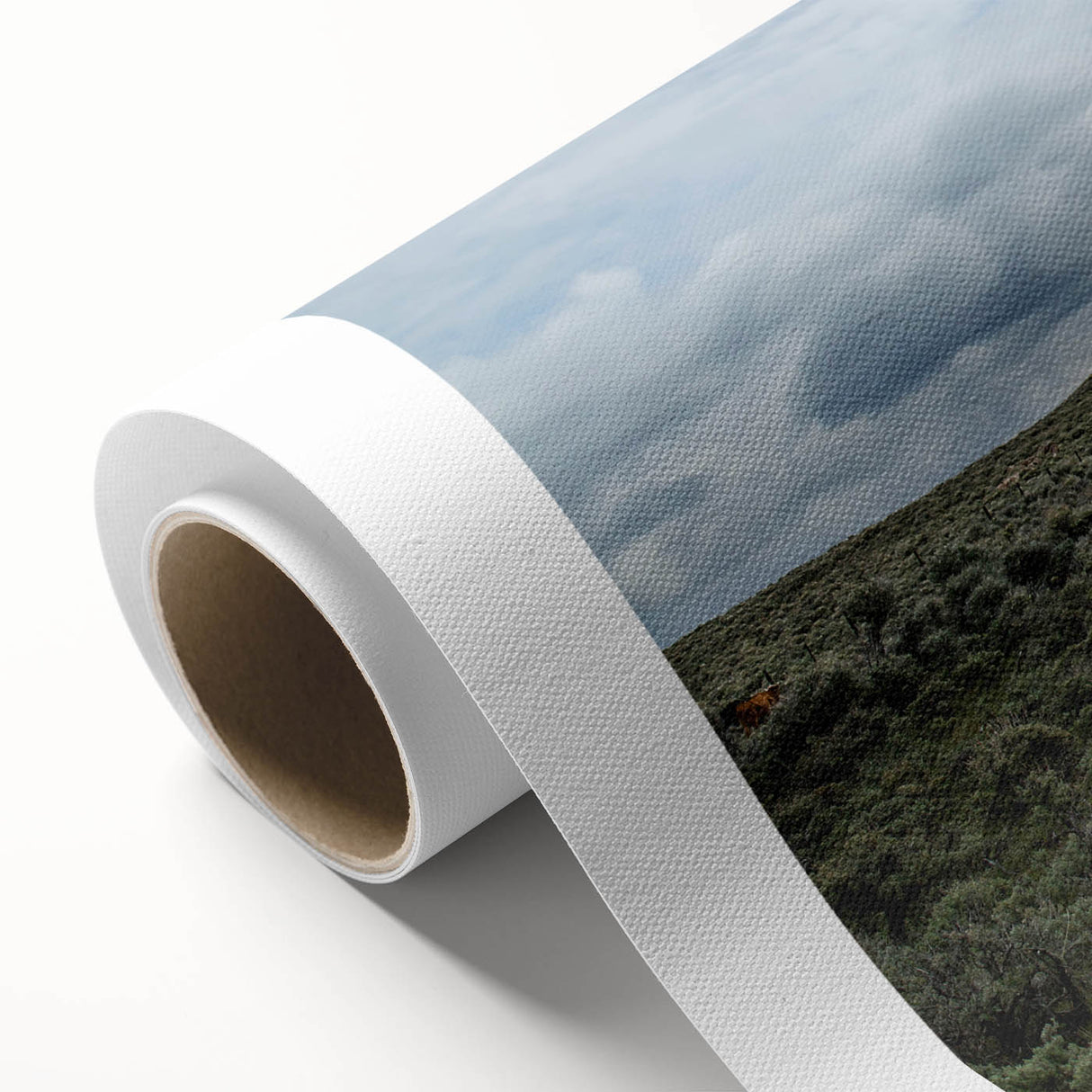 Art deco poster of Montana scenery in muted green and brown tones on rolled canvas, ideal for nursery wall art.