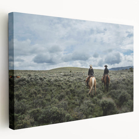 Large canvas print depicting a serene Montana landscape in muted earth tones, suitable for kitchen wall art.