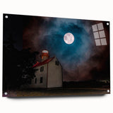 Acrylic print of a large abstract depiction of New Jersey scenery in blue and green tones.