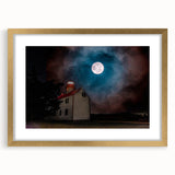 Extra large abstract art print of a textured New Jersey scenery in muted earth tones, framed in gold.