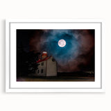 Abstract art print of New Jersey scenery in muted earth tones on a white matted frame, ideal for dining room decor.