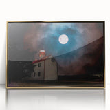 Large acrylic print of a New Jersey scenery in mid-century modernist style, framed in gold.