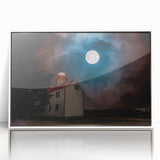 Art Deco poster featuring a stylized New Jersey landscape in muted blues and greens, framed acrylic.