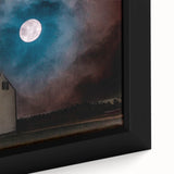 Extra large framed canvas of a textured New Jersey scenery in black with colorful accents, ideal for living room decor.