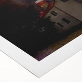 Art deco poster of New Jersey scenery in muted earth tones on rolled canvas, suitable for dining room wall art.