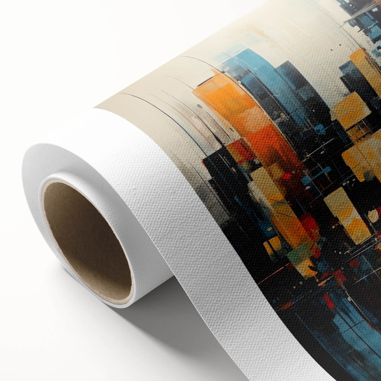 Art Deco poster of Manhattan skyline in monochrome, printed on rolled canvas.