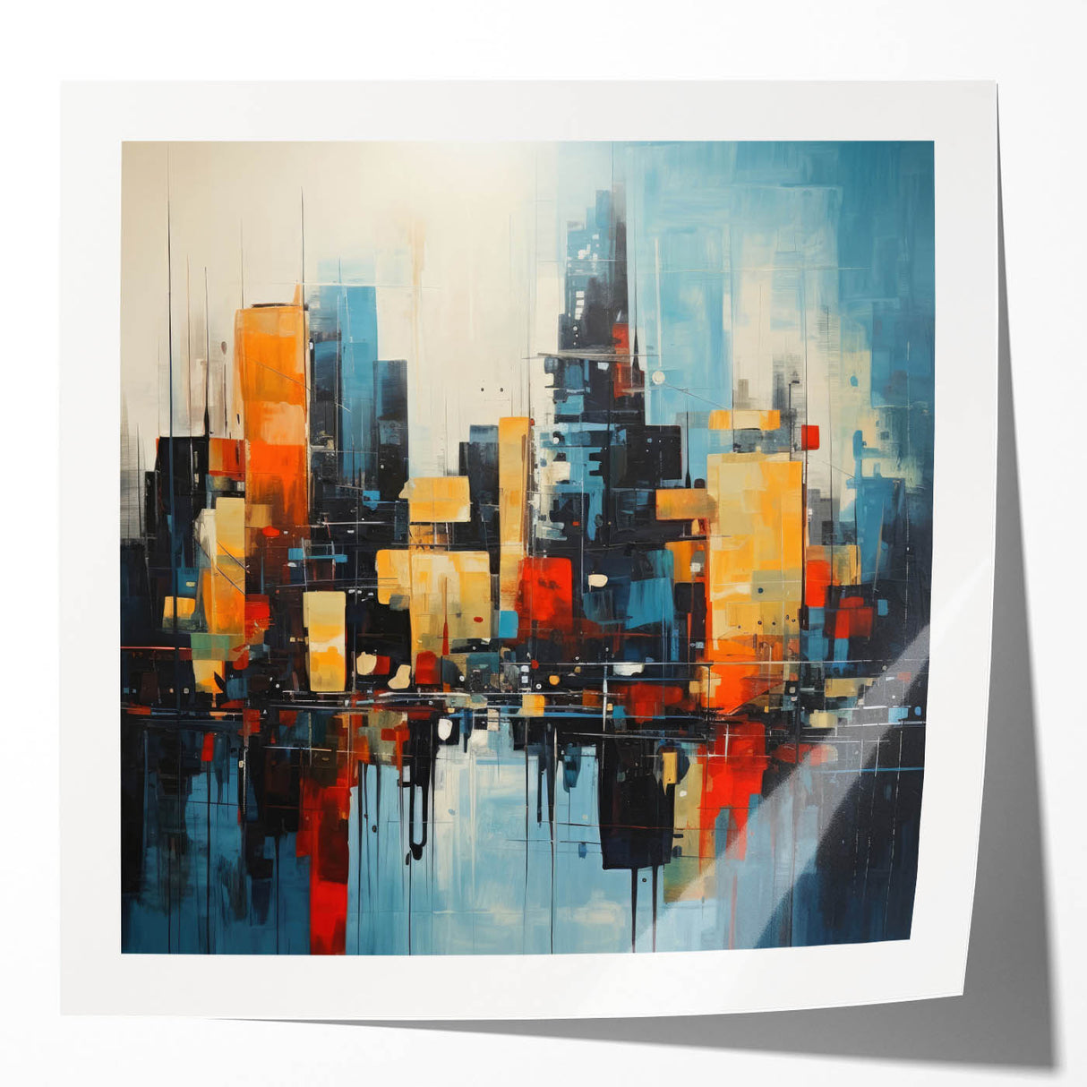 Extra large rolled print of Manhattan skyline in muted gray tones, ideal for art wall dining room decor.