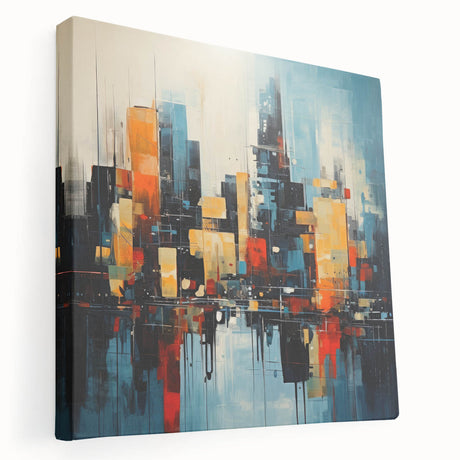 Large canvas print of the Manhattan skyline in muted grayscale tones, suitable for kitchen wall decor.
