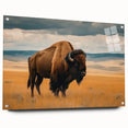 Large abstract wall art of Oklahoma scenery in muted earth tones on acrylic glass, suitable for bedroom or dining room decor.