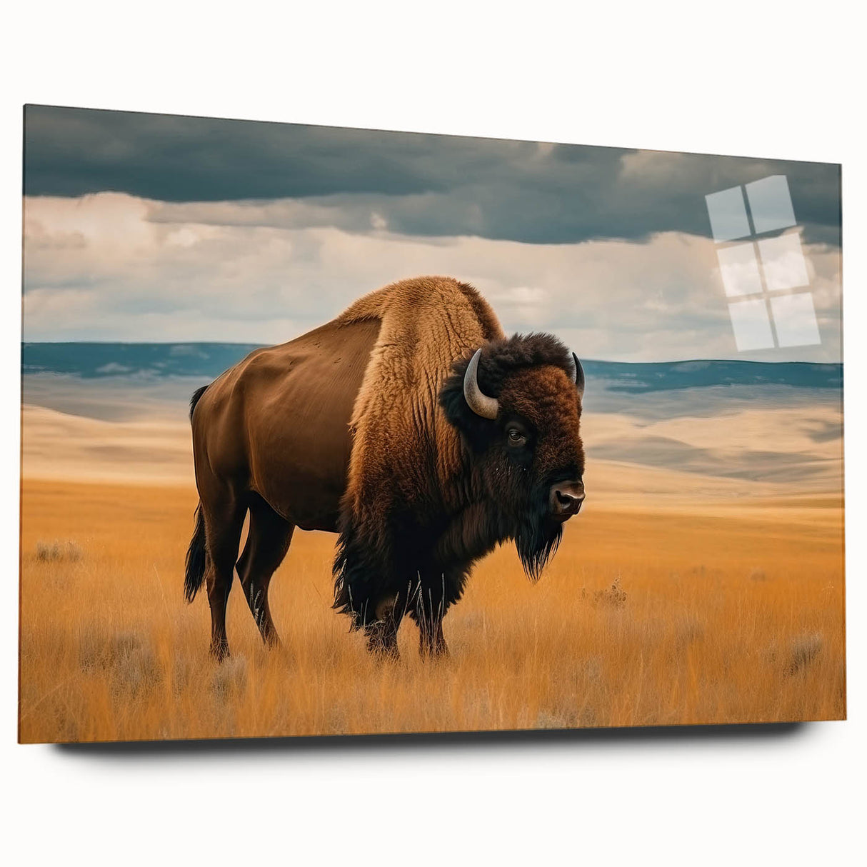 Large abstract wall art depicting the Oklahoma scenery in muted earth tones on acrylic glass.