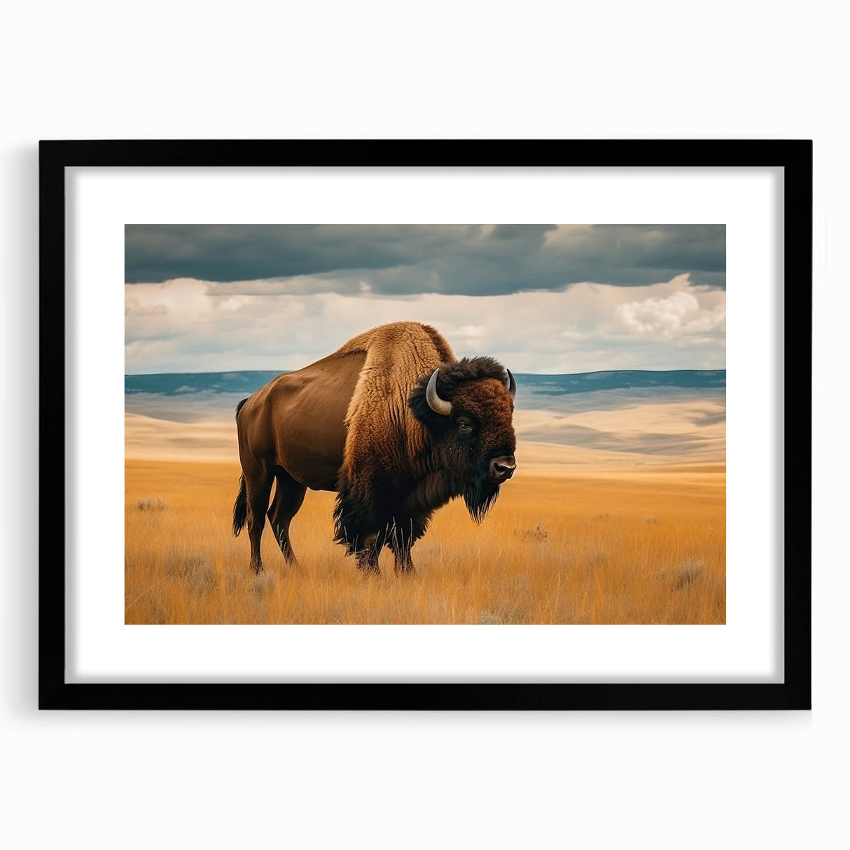 Extra large abstract art print depicting a colorful, textured Oklahoma scenery on a black framed canvas.