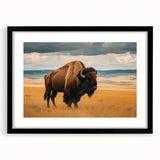 Extra large abstract art print depicting a colorful, textured Oklahoma scenery on a black framed canvas.
