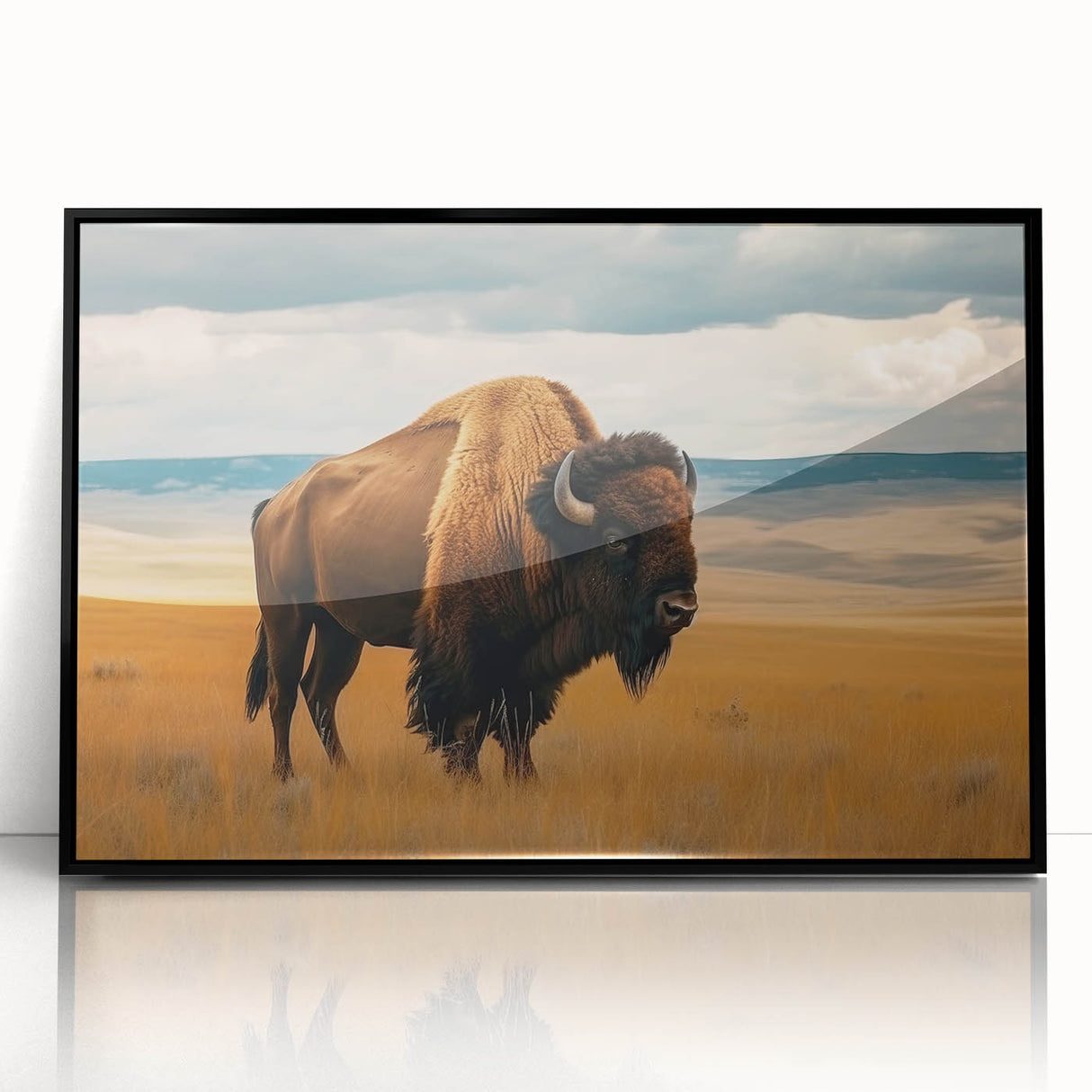 Large abstract wall art depicting Oklahoma scenery in muted earth tones on framed acrylic.