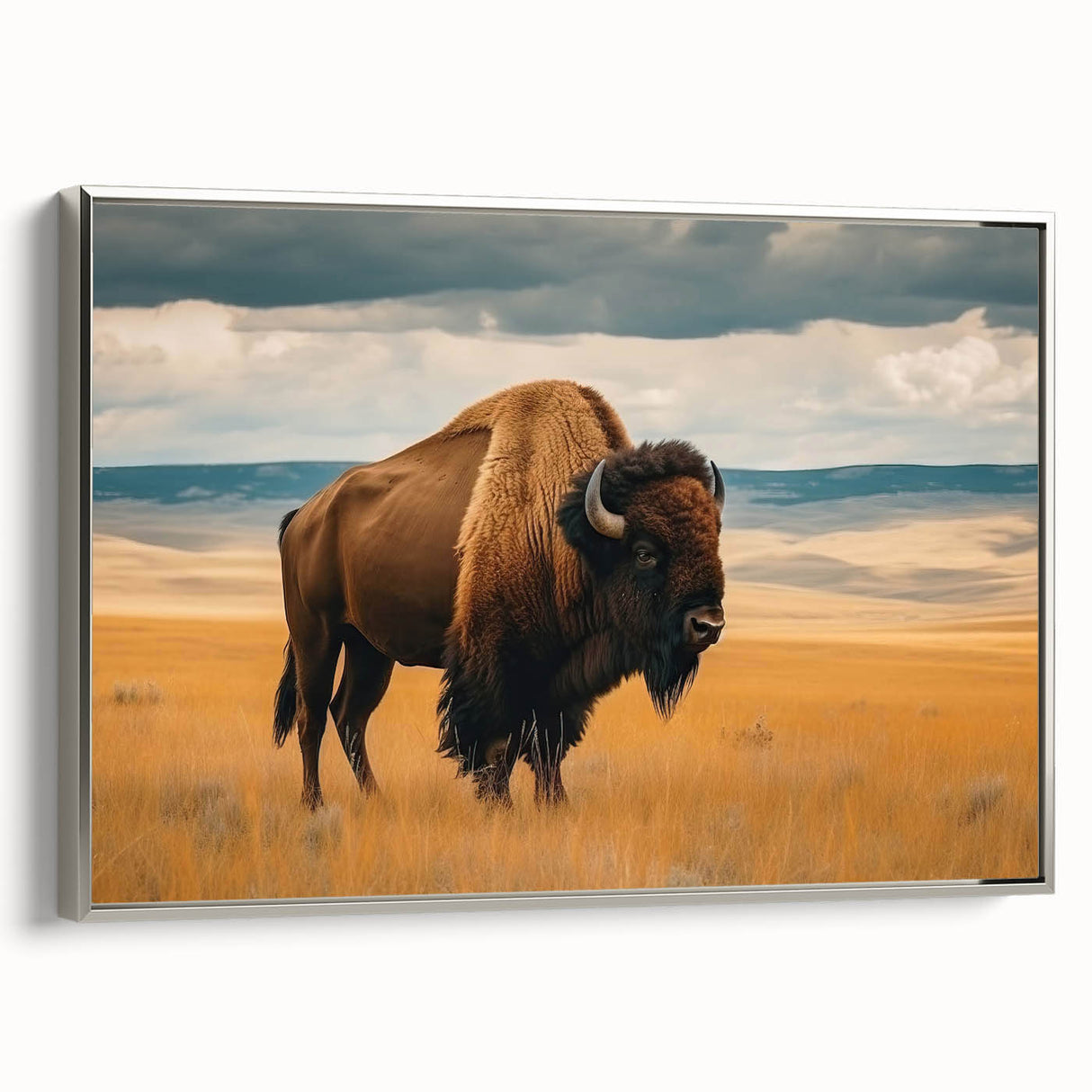 Framed canvas featuring a vintage-style landscape painting of Oklahoma, with colorful art accents on a black background.
