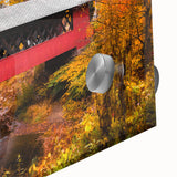 Large abstract wall art depicting Vermont scenery in mid-century modernist style on acrylic glass.