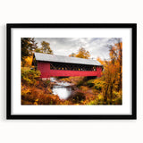 Extra large abstract art print of a colorful Vermont landscape, textured finish on a black framed canvas.