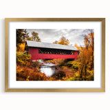 Extra large abstract art print of Vermont scenery, featuring textured shades of green and brown in a gold frame.