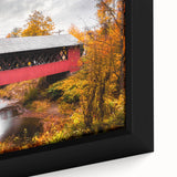 Textured black wall art featuring a colorful Vermont landscape on an extra-large framed canvas, ideal for living room decor.