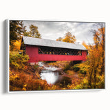 Vintage poster art of Vermont scenery on framed canvas, featuring colorful art in extra large size.