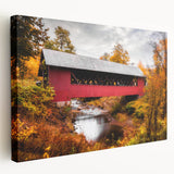 Scenic Vermont landscape on large stretched canvas, featuring autumn colors, ideal for kitchen wall art.