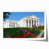 Rolled print of Virginia scenery featuring lush greenery and floral elements in soft pastel shades.