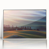 Acrylic print of Palouse, Washington, in pastel shades and art deco style, suitable for modern nursery decor.