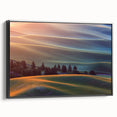 Black and white landscape art painting of the Palouse, framed canvas, ideal for bedroom decor.