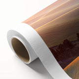 Art deco poster of Palouse, Washington scenery on rolled canvas, in muted earth tones, ideal for nursery wall art.