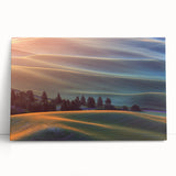 Black and white photo of Palouse fields on stretched canvas, ideal for kitchen wall art or bedroom ambiance.