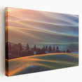 Large art depicting the rolling hills of Palouse, Washington in shades of green and brown on stretched canvas.