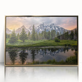 Large art print of the Grand Tetons in muted earth tones on a framed acrylic, ideal for modern art wall decor.