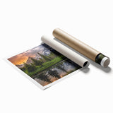 Extra large rolled print of Grand Tetons scenery with muted earth tones, ideal for classy bathroom wall art.