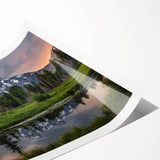 Extra large rolled print of Grand Tetons scenic landscape with muted green and blue tones.