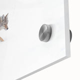 Large abstract wall art of Yellowstone scenery in muted earth tones on acrylic glass, suitable for dining room ambiance.