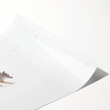 Extra large wall art featuring line art flowers in muted earth tones on rolled print, suited for large living room decor.