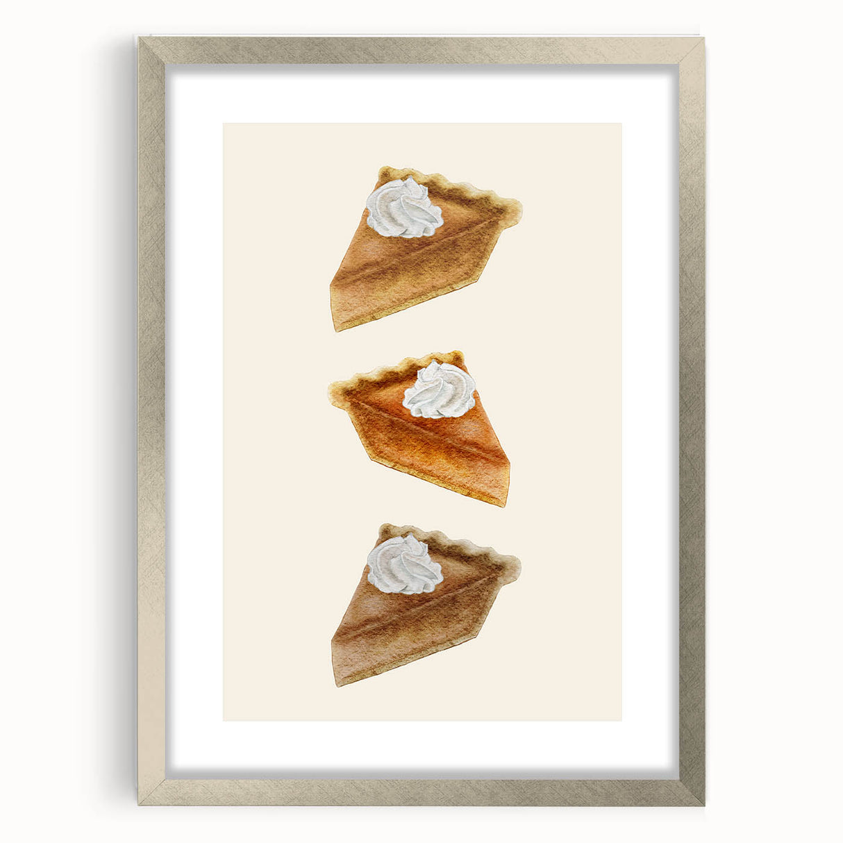 Textured abstract art print in autumnal colors on a silver-framed mat, ideal for bedroom art.
