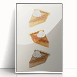 Art deco poster featuring a stylized fall scene in muted orange and brown tones on a framed acrylic.