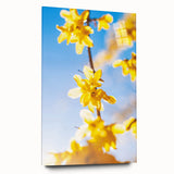 Large abstract wall art on acrylic glass depicting spring themes in vibrant green and pastel colors.