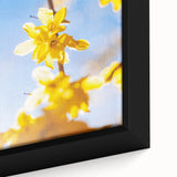 Close-up of extra large black wall art featuring a colorful, textured abstract design on framed canvas.