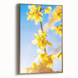 Framed canvas featuring a vintage-style landscape painting of spring, with soft pastel colors, ideal for bedroom wall art.