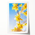 Spring-themed floral art on rolled canvas featuring soft pastel shades, ideal for art wall dining room or bathroom.