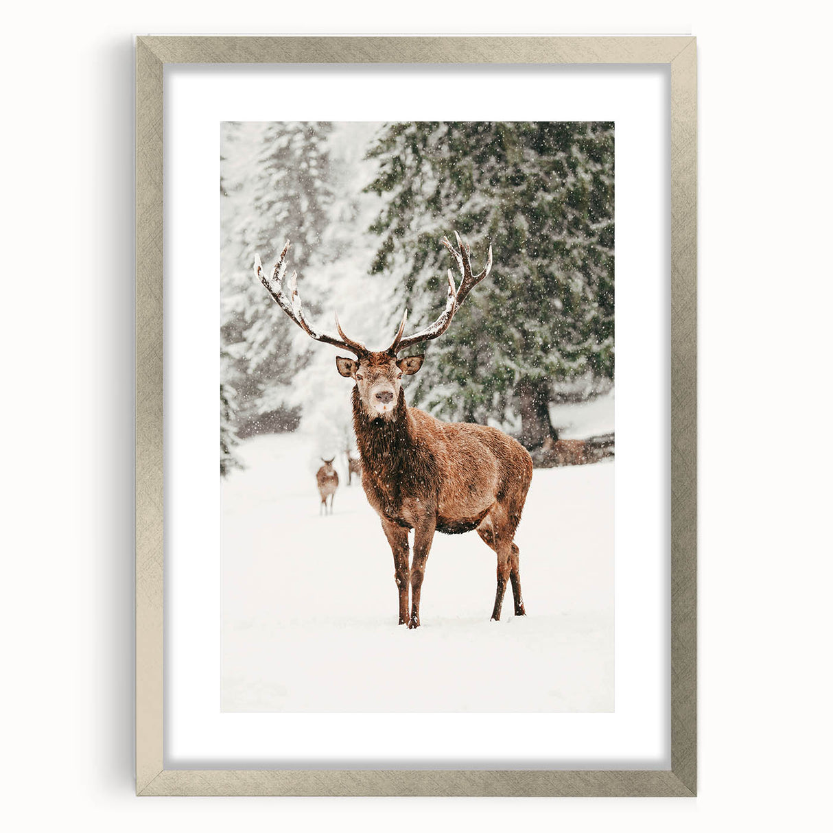 Textured art depicting abstract winter scene in muted blue and white tones, framed in silver, ideal for bedroom wall decor.