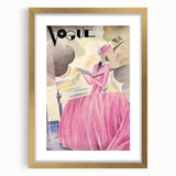 Art Deco Vogue Cover Print - Pink Gown Fashion Illustration Wall Art