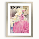 Art Deco Vogue Cover Print - Pink Gown Fashion Illustration Wall Art