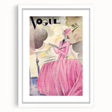 Art Deco Vogue Cover Print - Pink Gown Fashion Illustration Wall Art