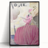 Art Deco Vogue Cover Print - Pink Gown Fashion Illustration Wall Art