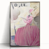 Art Deco Vogue Cover Print - Pink Gown Fashion Illustration Wall Art
