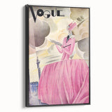 Art Deco Vogue Cover Print - Pink Gown Fashion Illustration Wall Art