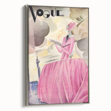 Art Deco Vogue Cover Print - Pink Gown Fashion Illustration Wall Art