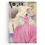 Art Deco Vogue Cover Print - Pink Gown Fashion Illustration Wall Art